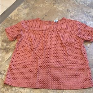 Rose colored eyelet top